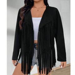 Classy Leather Look Fringe Jacket size 20