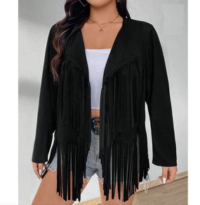 Classy Leather Look Fringe Jacket size 20