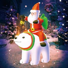 6 FT Christmas Inflatable Decoration Santa Riding Bear with gift bag,LED Lights Holiday Blow Up Yard Decoration,for Holiday Xmas Party,Indoor,Outdoor,Garden,Yard Lawn Winter Decor (FREE POSTAGE)