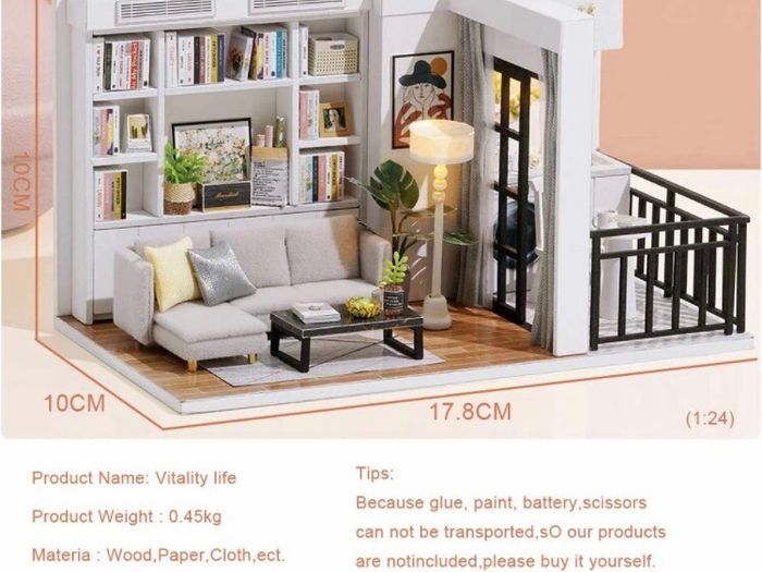 DIY Dollhouse Miniature Kit with Furniture, 3D Wooden Miniature House with Dust Cover and Music Movement, Miniature Dolls House kit (FREE POSTAGE)