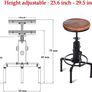 Vintage Industrial Bar Stools (Set of 2)  Solid Wood Seat with Black Pipe Frame Image 3