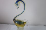 Murano / Venetian Blue &amp; Amber  Sommerso Glass Swan / Duck Figurine