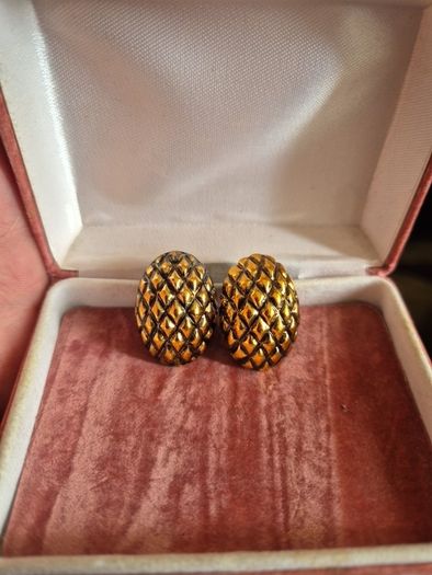 Vintage Golden Tone Oval Earrings