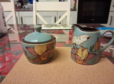 Jug,sugar bowl, and 2 mugs