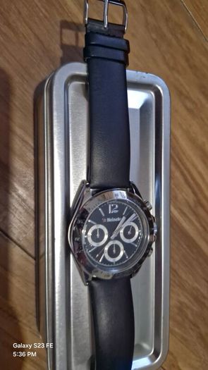 Heineken chronograph watch with leather strap