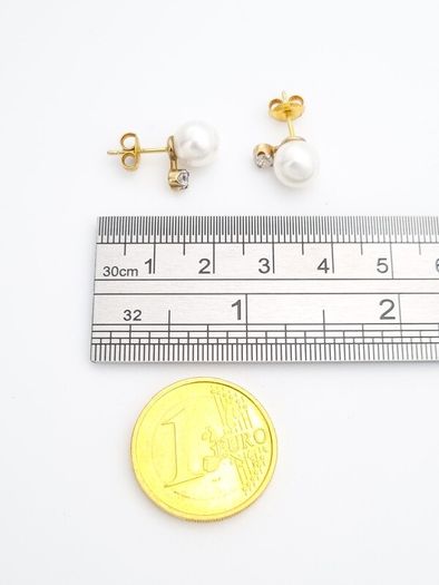 925 Silver Faux Pearl Cubic Zirconia Stud Earrings