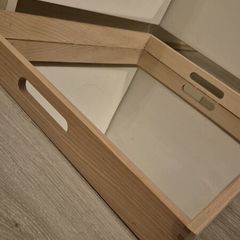 Tickit wooden safe mirror tray
