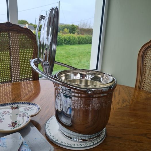 Vintage Chromium on Solid Brass Ice Bucket