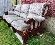 Vintage 3-Seater Sofa - Solid Wood Frame