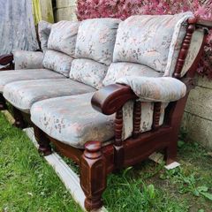 Vintage 3-Seater Sofa - Solid Wood Frame