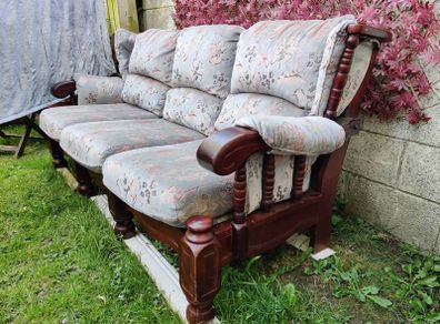 Vintage 3-Seater Sofa - Solid Wood Frame