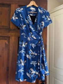 Printed Blue Hug-Me Dress  Molly Bracken, Size XS
