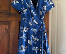 Printed Blue Hug-Me Dress  Molly Bracken, Size XS