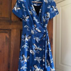 Printed Blue Hug-Me Dress  Molly Bracken, Size XS