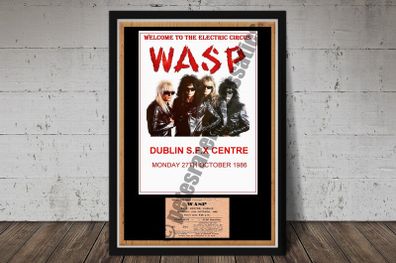 WASP Vintage Concert Poster + Ticket Dublin S.F.X Centre 1986 Reproduction Print
