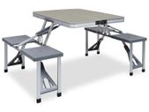 Folding Camping Table with 4 Seats Steel Aluminium