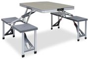 Folding Camping Table with 4 Seats Steel Aluminium