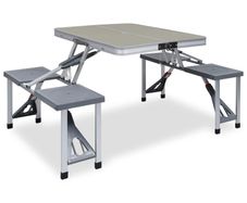 Folding Camping Table with 4 Seats Steel Aluminium