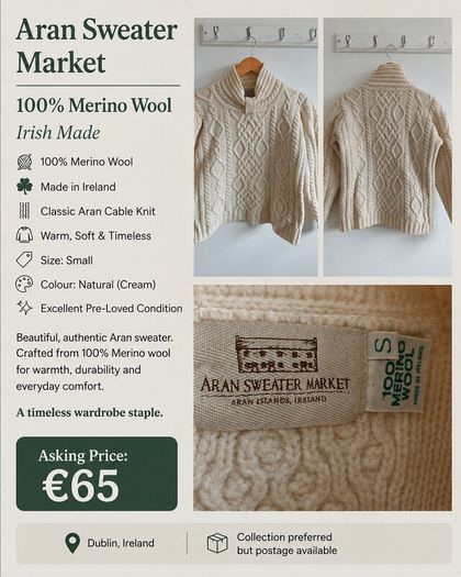Aran Sweater Market - 100% Merino Wool Aran Sweater