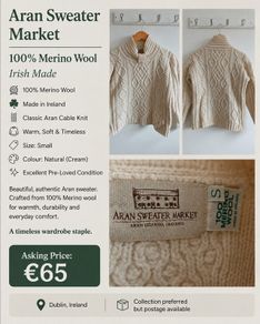 Aran Sweater Market - 100% Merino Wool Aran Sweater