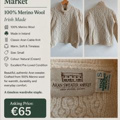 Aran Sweater Market - 100% Merino Wool Aran Sweater