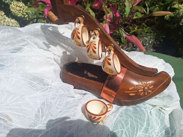 Vintage French or Dutch clog wine bottle holder