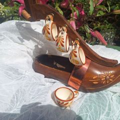 Vintage French or Dutch clog wine bottle holder