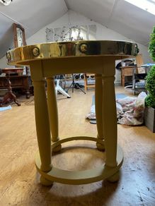 Vintage Round Brass Top Side  Occasional Table