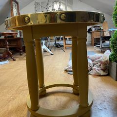 Vintage Round Brass Top Side  Occasional Table