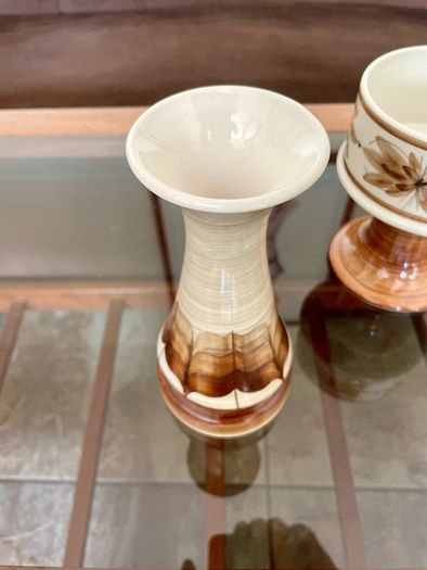 Vintage Set Jersey Pottery Planter Vase and Posy Vase Hand Painted 1970s