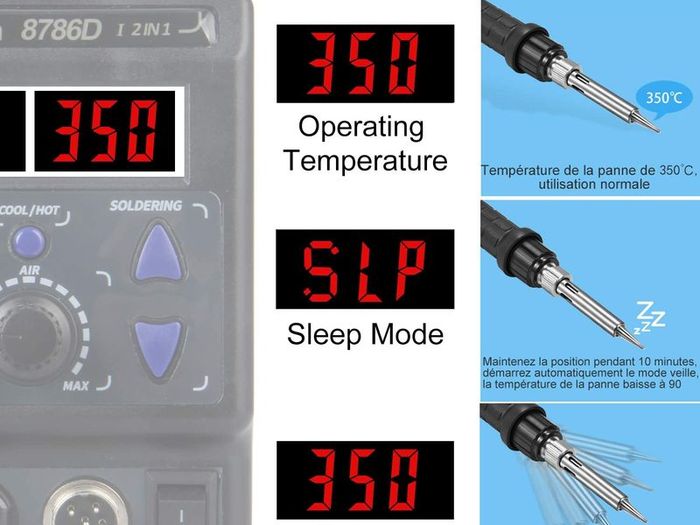 2 in 1 740W hot air gun LCD Digital display welding rework station for cell-phone BGA SMD PCB IC Repair solder iron hairdry