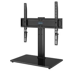Universal TV Stand for 24 60 Inch LCD LED OLED Plasma TVs, Height Adjustable Table Top Pedestal with Bracket, 8mm Tempered Glass Base, 45kg Load, Max VESA 400x400mm, Cable Management