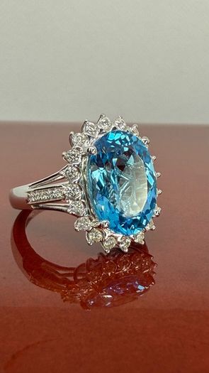 Topaz & White Zircon Statement Halo Ring