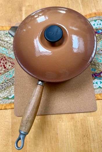Le Creuset Cast Iron Saucepan with Wooden Handle 22"
