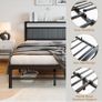 King Size Bed Frame with Storage Headboard, Metal Upholstered Platform Bed Frame King Size/Under Bed Storage/No Box Spring Needed, Dark Gray King Bed Frame Image 4