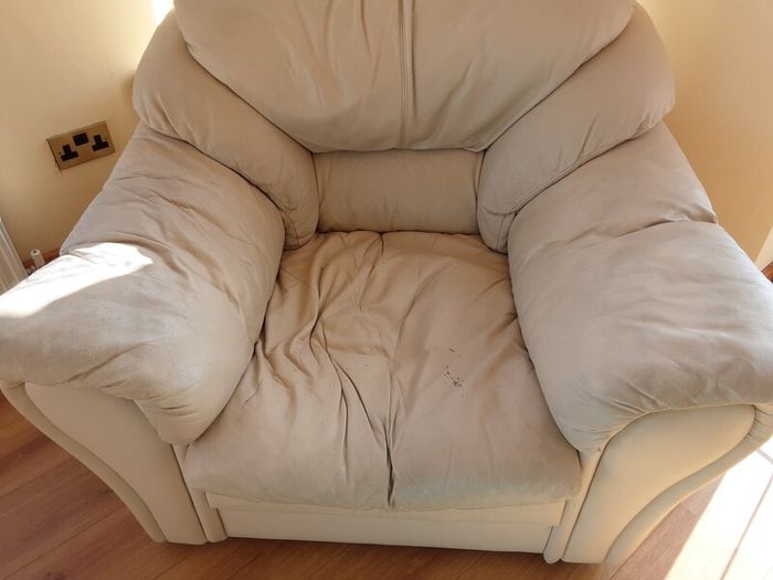 Cream Italian Leather Armchair