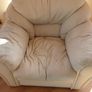 Cream Italian Leather Armchair Image 2