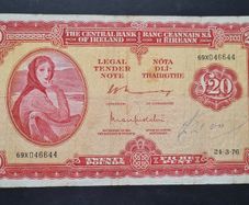 Ireland 20 pound  Lady Lavery 1976 Banknote