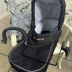 Out and About double carrycot summit black and double carrycot adapter and rain cover included