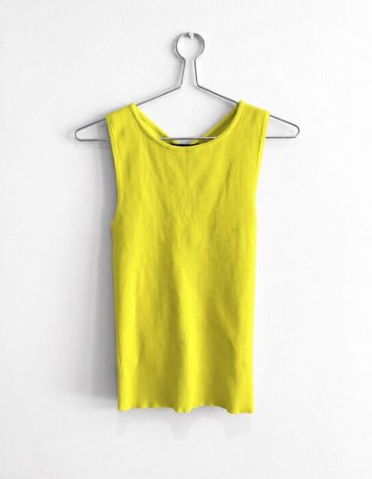 Pre Owned Zara Lime Green Ribbed Knit Tank Top