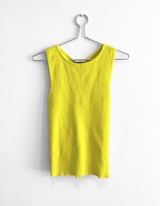 Pre Owned Zara Lime Green Ribbed Knit Tank Top