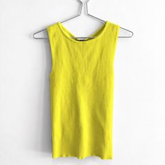 Pre Owned Zara Lime Green Ribbed Knit Tank Top