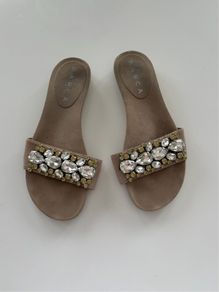 Barca Italian stone suede jewelled sandals