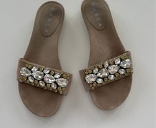 Barca Italian stone suede jewelled sandals