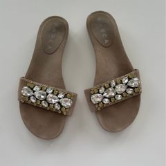 Barca Italian stone suede jewelled sandals