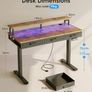 Electric Standing Desk, 120 x 54cm Height Adjustable Desk with 3 Drawers, RGB LED Strip & Charging Station Image 2