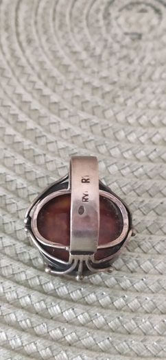 Rare Vintage Polish Rytosztuka Silver & Baltic Amber Ring