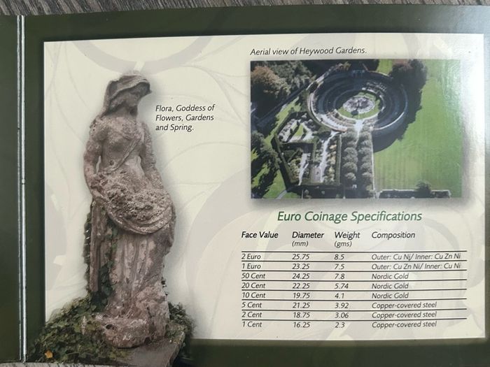 2005 Ireland Central Bank Uncirculated Coin Set Heywood Gardens, Co. Laois.