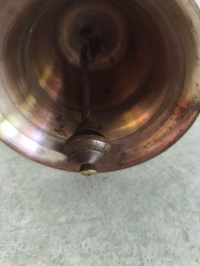 Antique Brass School Bell With Wood Handle