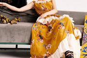 Romantic Floral Maxi Dress  Designer Sample  New